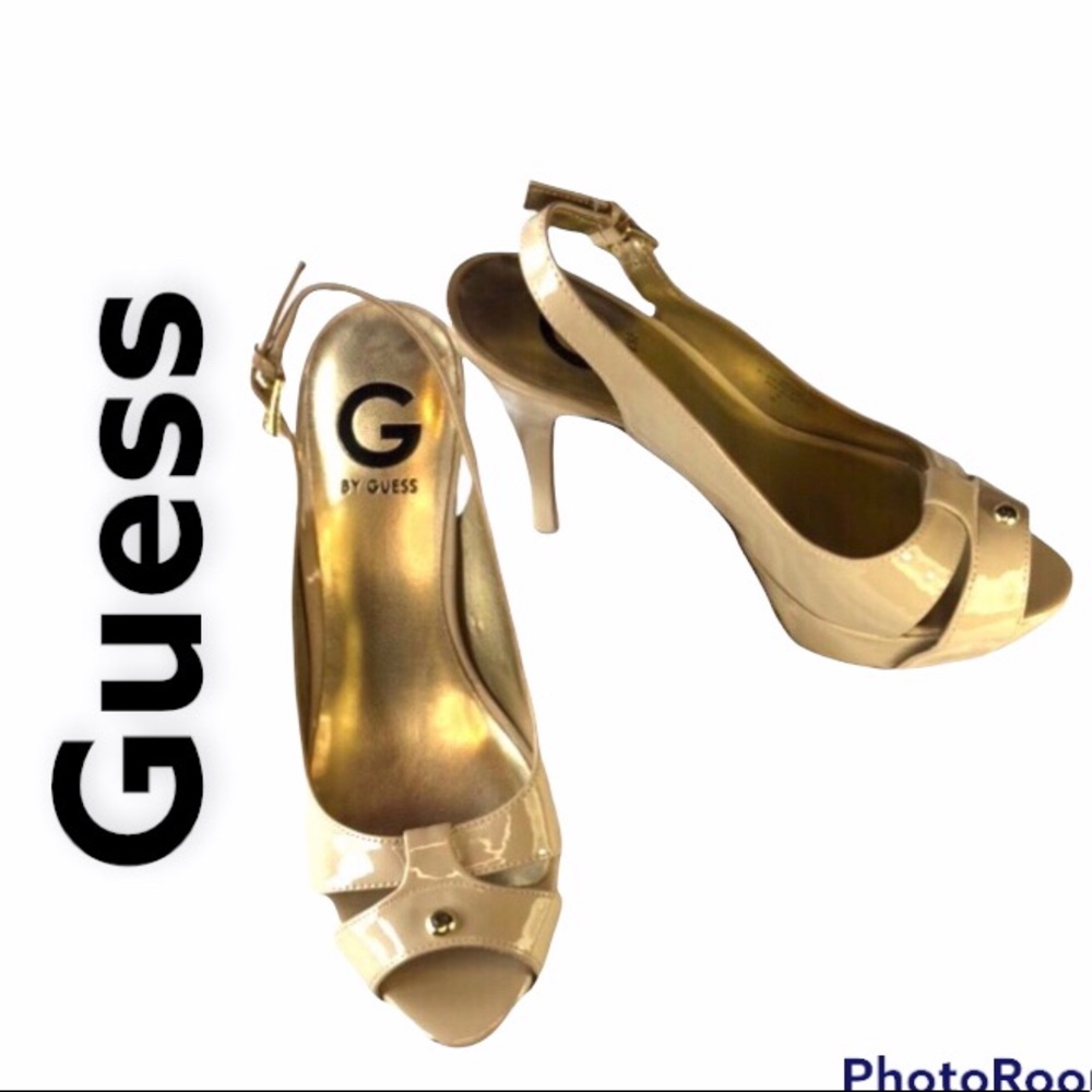 Guess women beige high heel open toe sandal GGCathy 7M